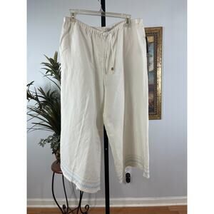 Sherry Taylor Pajama Pants Womens XL Off-White Wide Leg Coastal Grandmother